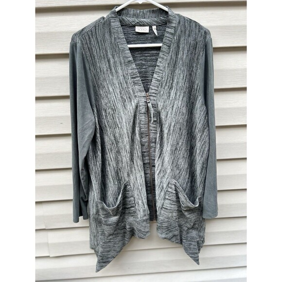 Logo by Lori Goldstein women's L zip Up Tunic cardigan sweater lagenlook Scandi - Picture 1 of 5